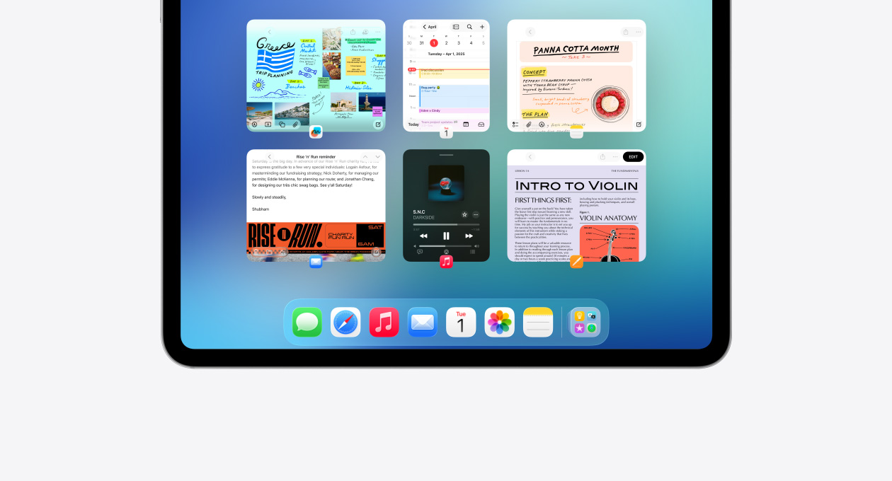 iPad-skærm viser Exposé-funktionen