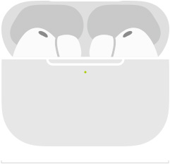 Tegning af AirPods Pro 3 i MagSafe-opladningsetuiet (USB‑C) med afrundet design, LED-strømindikator, åbent låg og bredden angivet i millimeter