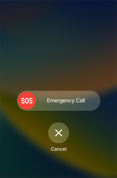 iPhone affichant SOS Appel d’urgence.