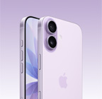 iPhone 17, màu tím oải hương, vỏ ngoài mặt trước, góc nghiêng vỏ ngoài mặt sau, hệ thống camera Fusion ở phần nhô lên phía trên cùng, nút Điều Khiển Camera, vỏ ngoài mặt bên phía trước, thiết kế màn hình toàn phần, nút tác vụ, nút âm lượng và nút sườn